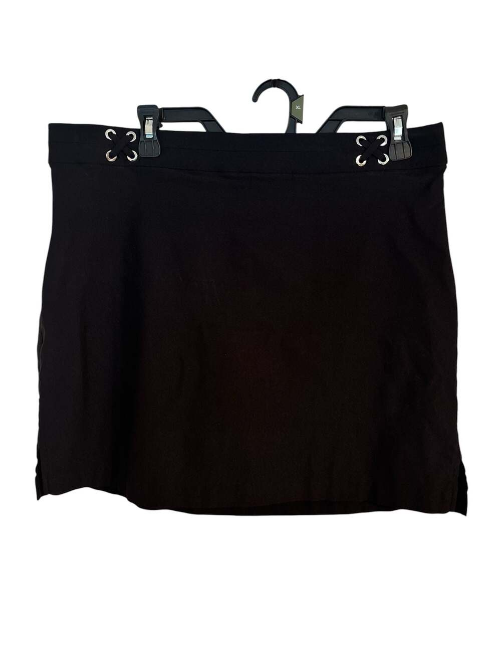 Rafaella Comfort Black Mini Skort with Silver Grommet Detail